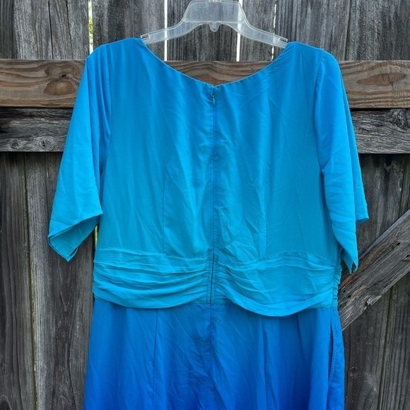 WAYWARD FANCIES eShakti Ombre Print Crepe Pleated Empire Maxi Dress 3X - Picture 7 of 8